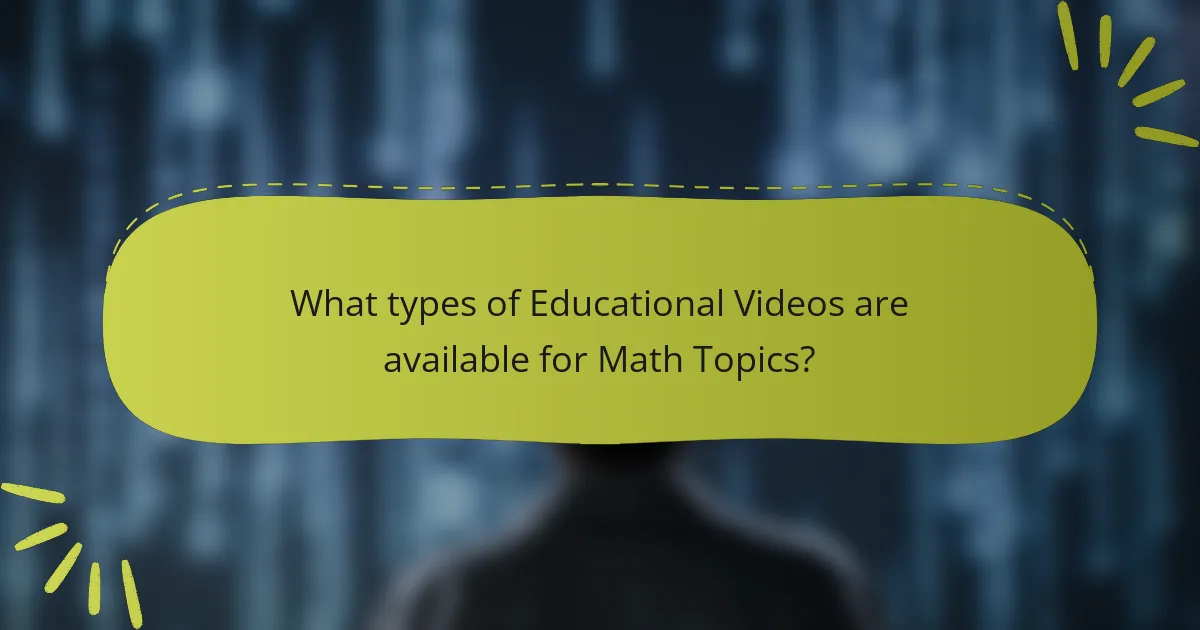What types of Educational Videos are available for Math Topics?